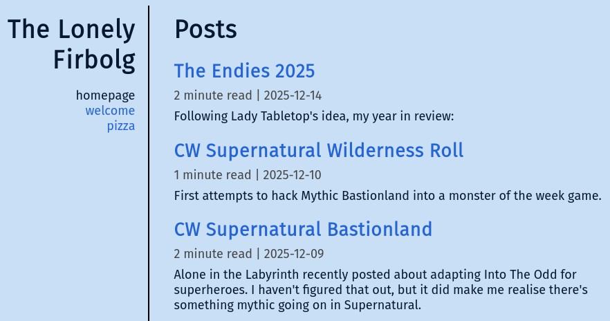 The Lonely Firbolg homepage